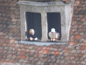 Neugieriges Paar schaut auf die Schlacht in Leipzig, Ausschnitt im Panometer