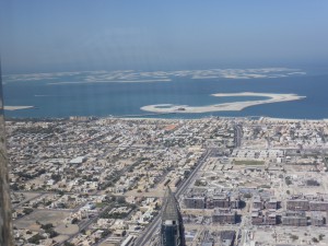 Blick vom Burj Khalifa auf Dubai The World