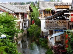 Blick vom / view from Hotel Golden Path Hospitality in Lijiang