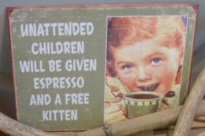 Sign in the café in Chicken