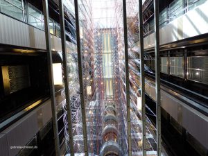 looking up in one of the lifts