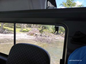driving right into a lake with the Jeep
